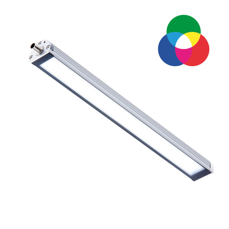 Maskin- & signallampe, RGB-W, 24Vdc. Det blændfri hvide lys og de konfigurerbare RGB-farver giver både optimal belysning og tydelig statusindikering præcis dér, hvor det er vigtigst. TUBELED_40 II RGB-W (118X90-0X)- shop.cncmidt.dk