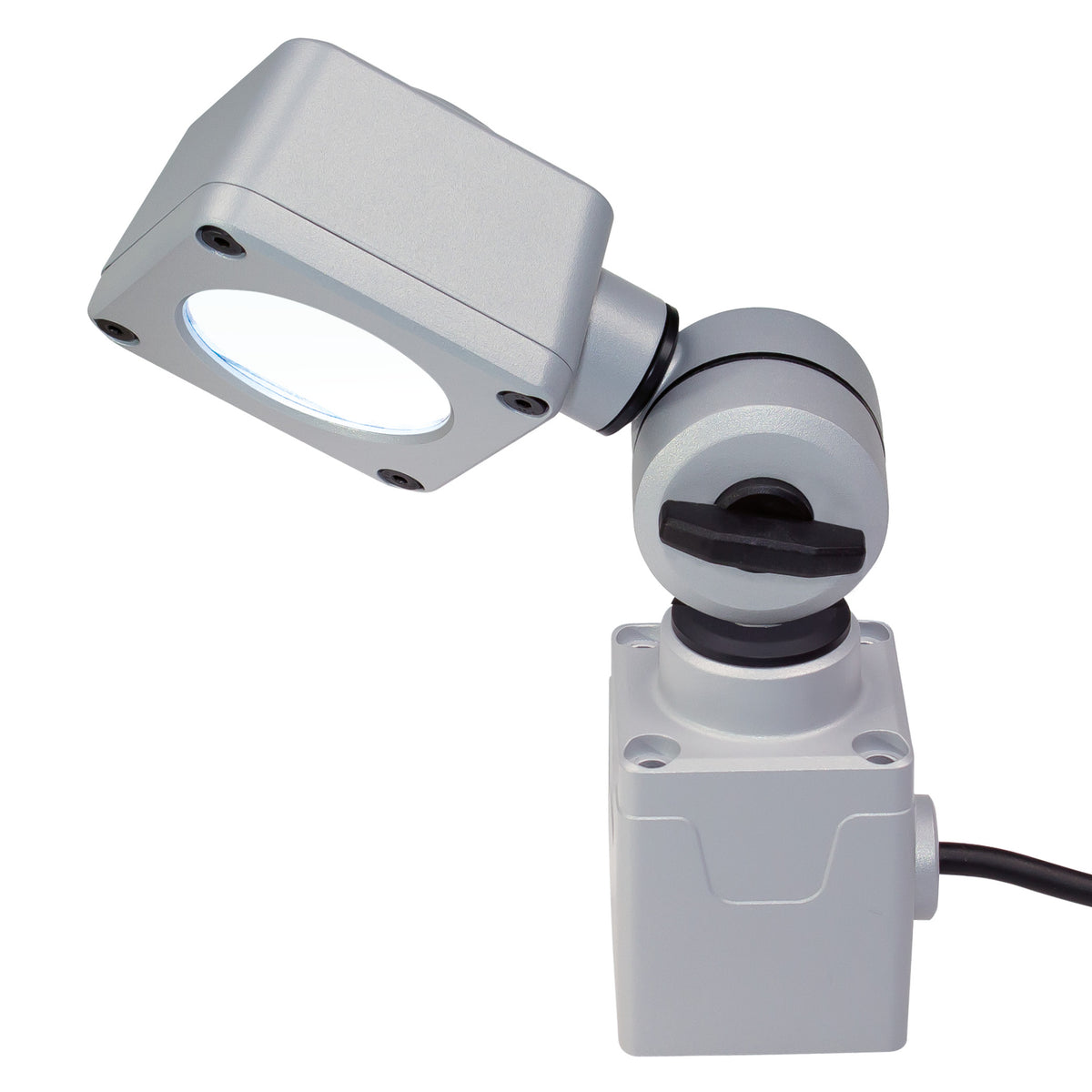 Kompakt maskinlampe med spot og "Joint-Head" er ideal hvor der kan opstå sprøjt fra kølevæsker, kapslingen er nemlig hele IP67. Forsynes med 230Vac, CENALED SPOT AC (121012-13) - shop.cncmidt.dk