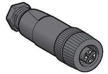 Waldmann, M12 stik med omløber, Lige, Hun (Ikke "S-Coded")